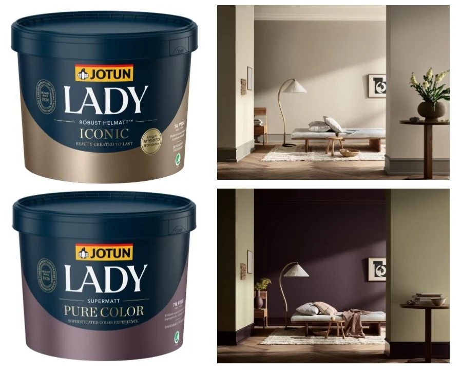 Jotun LADY Iconic og Pure Color med inspiration til indendørs vægfarver